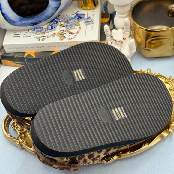 🆕 KURT GEIGER LONDON 🧿 NWOB Orson Leopard Suede EagleHead Dad Sandal Sz 8.5 - Picture 14 of 15